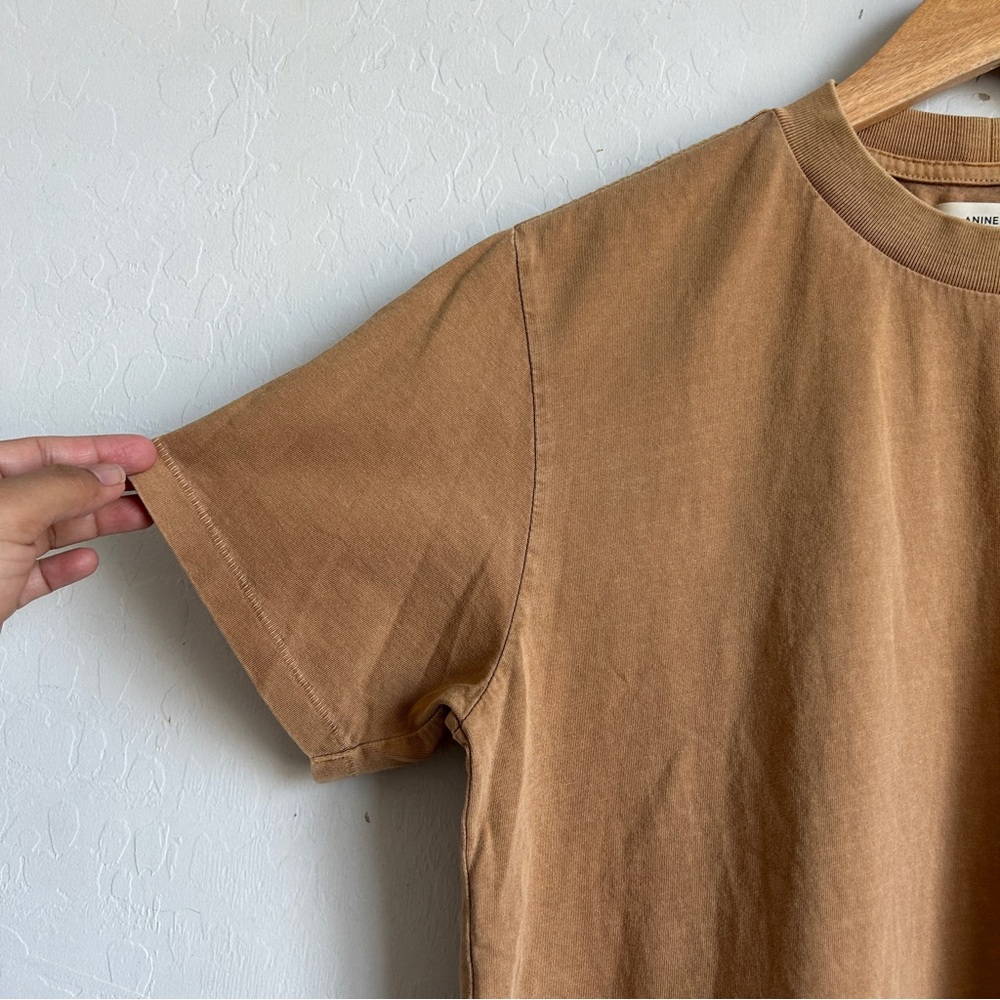Anine Bing Hudson T-Shirt Tee Small Crewneck Short Sleeve Solid Mustard - Picture 4 of 9